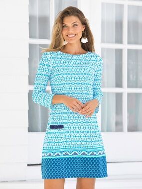 Cabana Life Aruba Blues Cabana Shift Dress UPF50+ Size XL Coastal Beach.   23